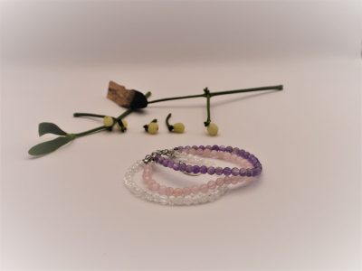 Quartz, Rose Quartz & Amethyst stone Bracelet